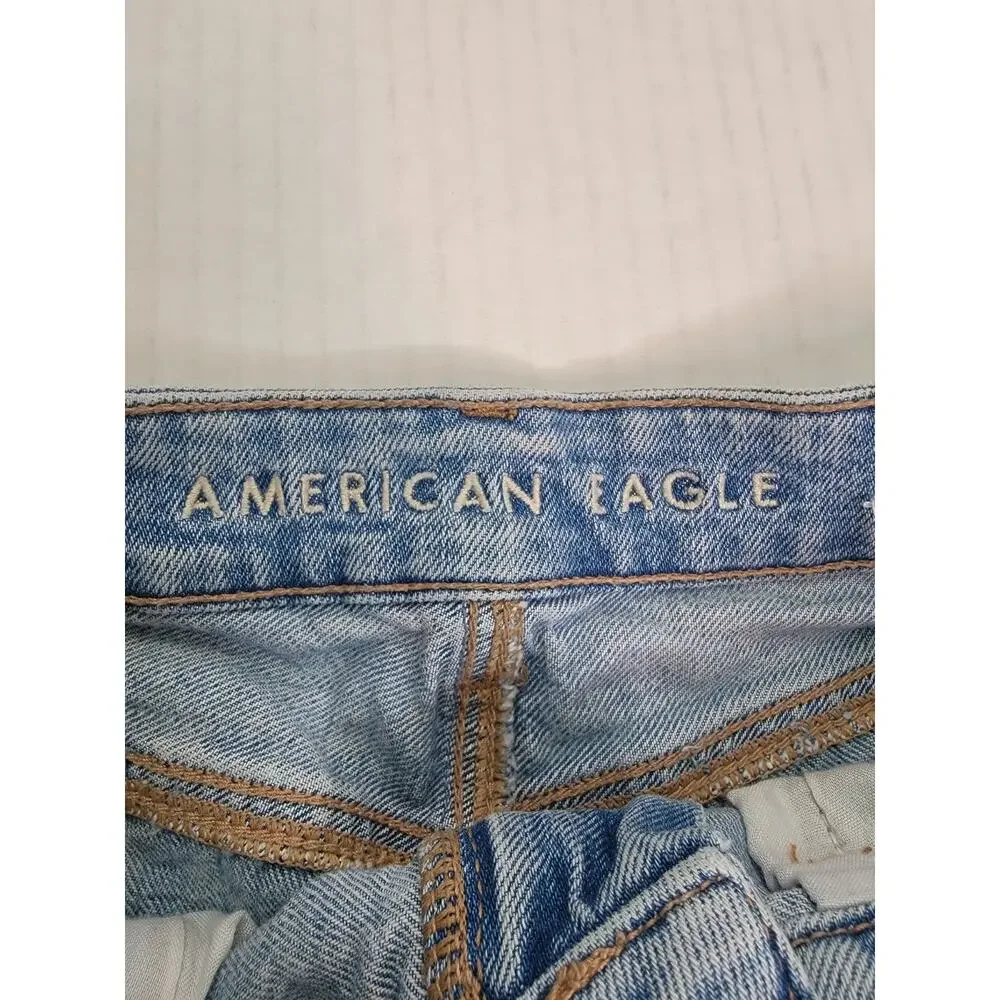 AMERICAN EAGLE Jean Baggy Mom Shorts Sz 000 High Rise Distressed Stretch AEO